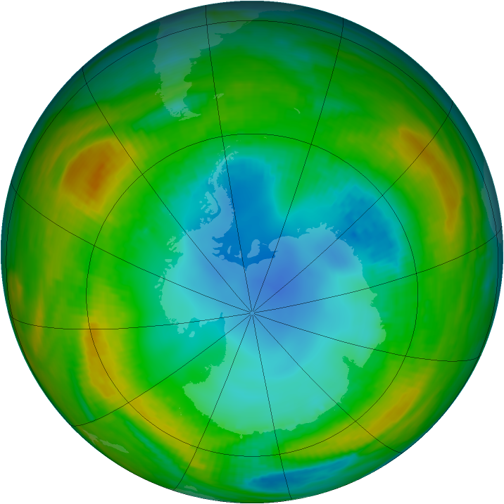 Antarctic ozone map for 09 August 1982